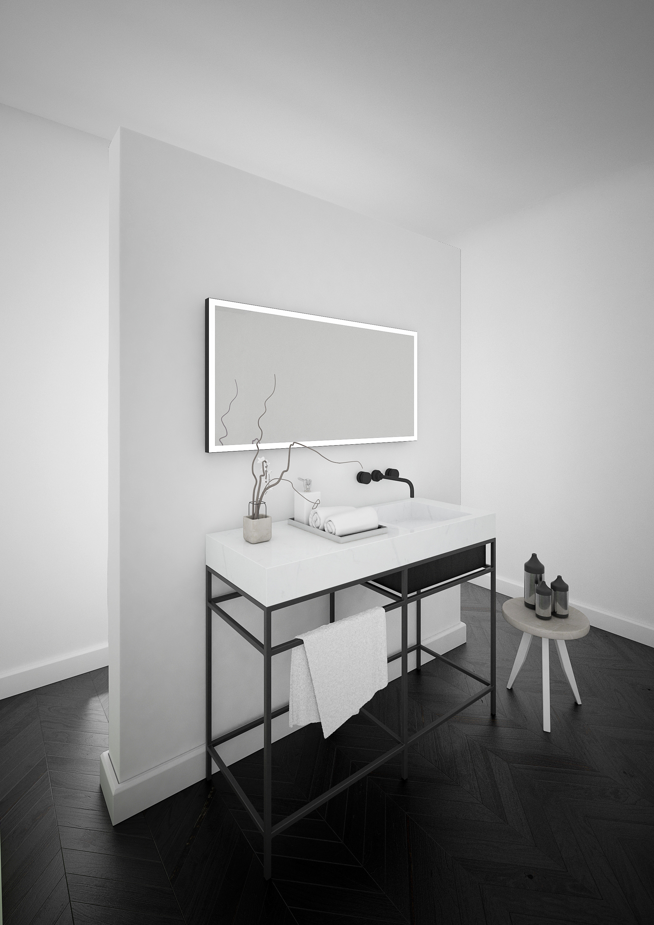 Dubiel Vitrum Solid Black lustro prostokątne 100x50 cm z oświetleniem