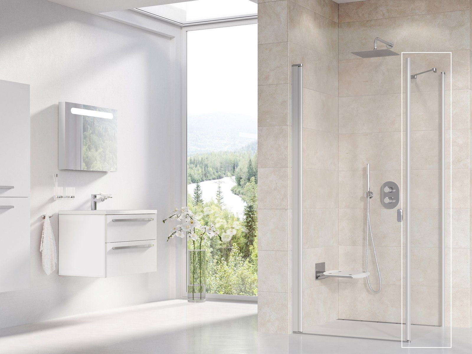 Ravak Chrome CPS-80 ścianka prysznicowa 80 cm stała chrom/szkło przezroczyste 9QV40U00Z1