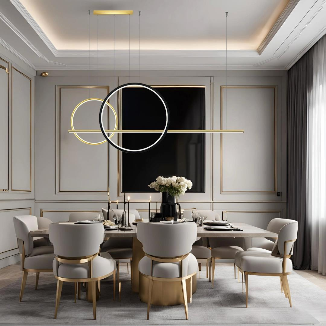 Altavola Design Linea lampa wisząca 3x57 W czarna-złota LA087/P2X_60_40_150_4k_gold_black