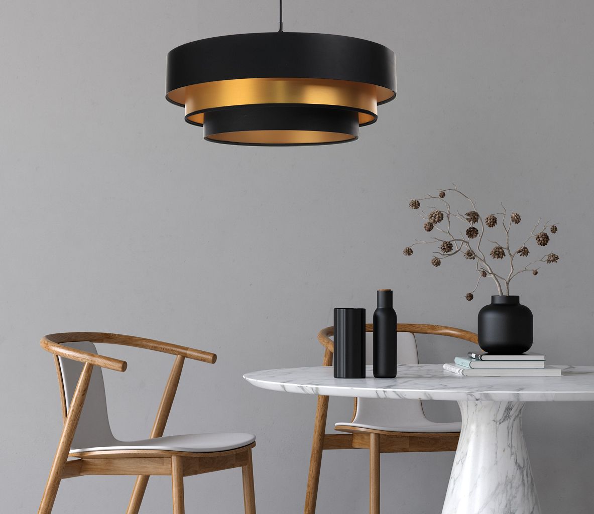 BPS Koncept Triniti lampa wisząca 1x60 W czarna-złota 050-088-60