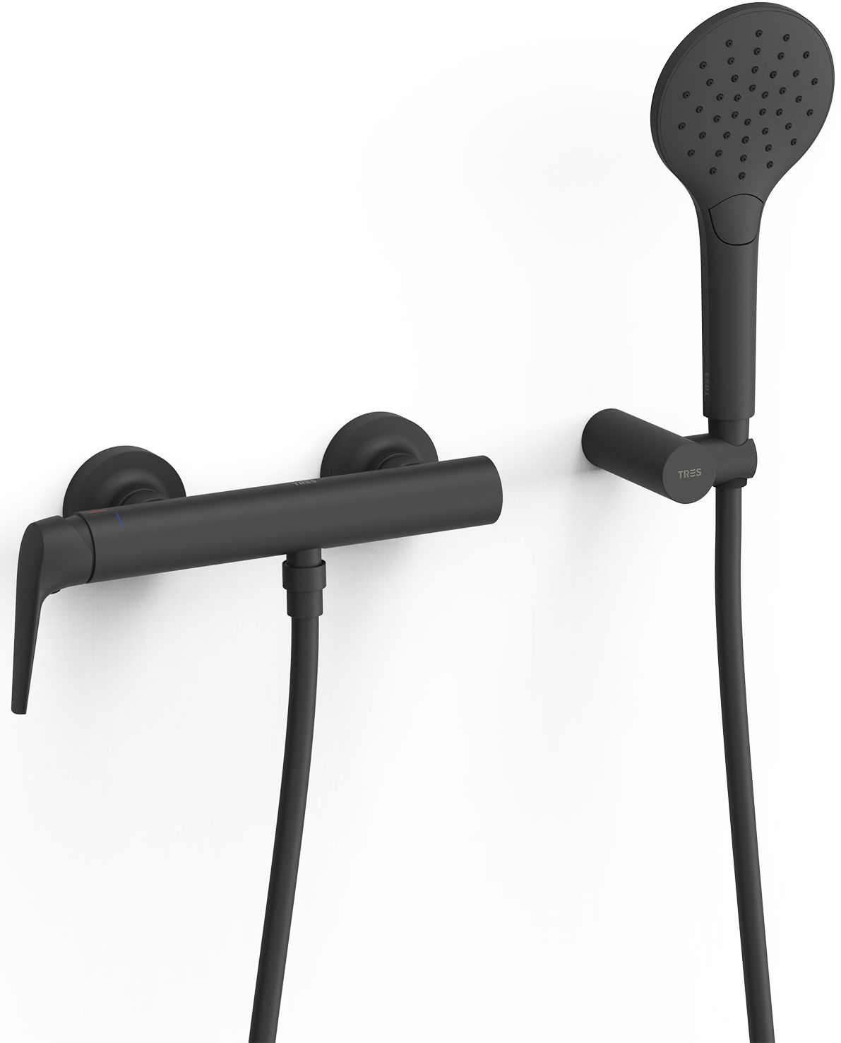 Tres Fuji bateria bateria prysznicowa ścienna z zestawem natryskowym czarny mat 28116701NM - Wysyłka w 24h