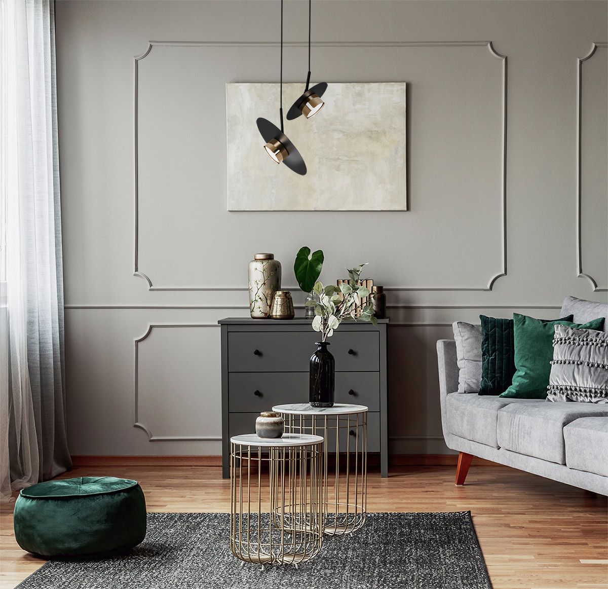 Kaja Burgas lampa wisząca 1x10 W czarna-złota K-5456