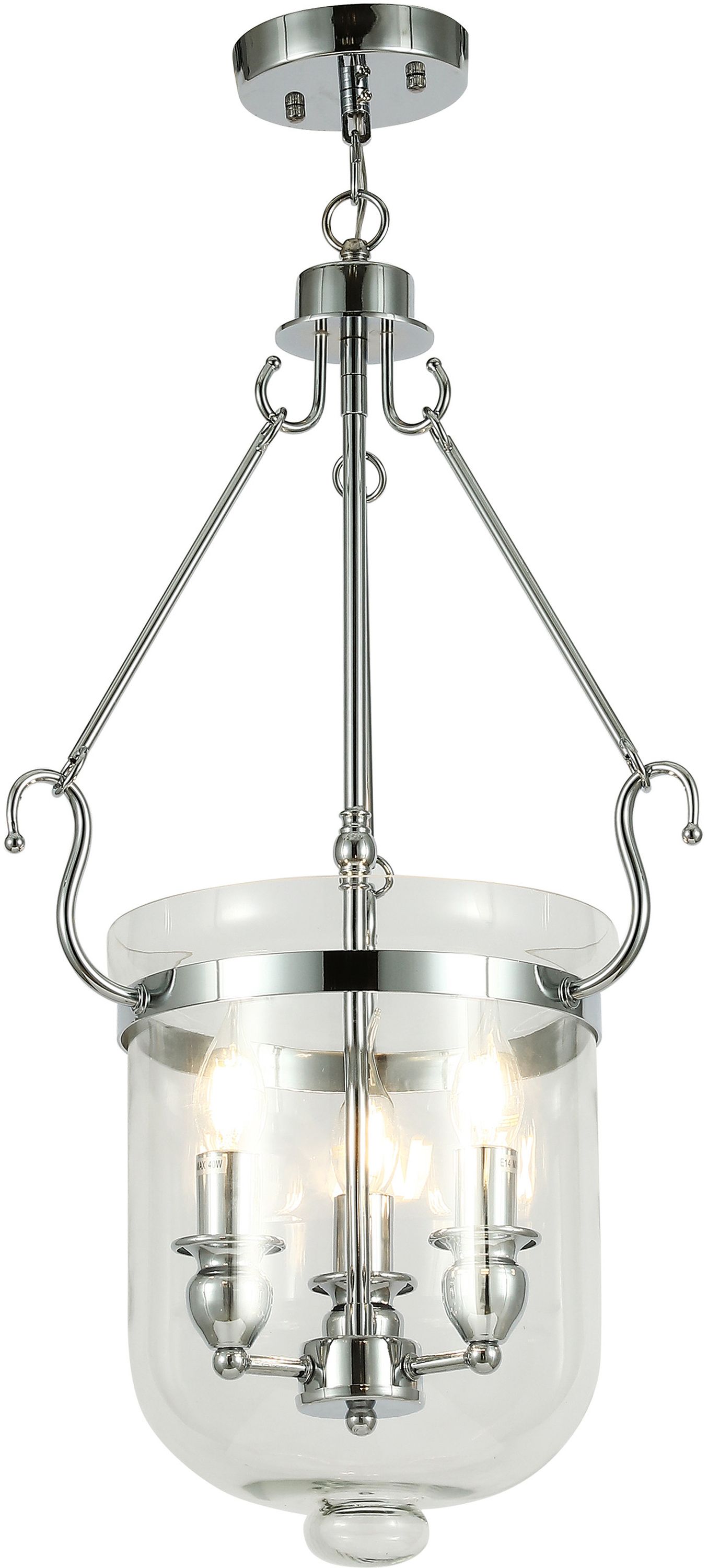 Lumina Deco Leo lampa wisząca 3x40W chrom/szkło przezroczyste LDP6116-3CHR