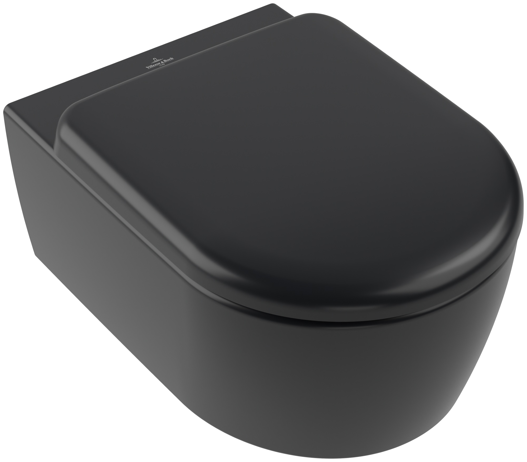 Villeroy & Boch Skyla miska WC z deską wolnoopadającą bez kołnierza ze spłukiwaniem wirowym CeramicPlus Pure Black 5656CLR7