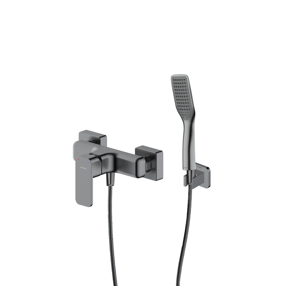 Zestaw Oltens Hadsel bateria prysznicowa ścienna z kompletem natryskowym Tinde Hald grafit 36057400 - Wysyłka w 24h