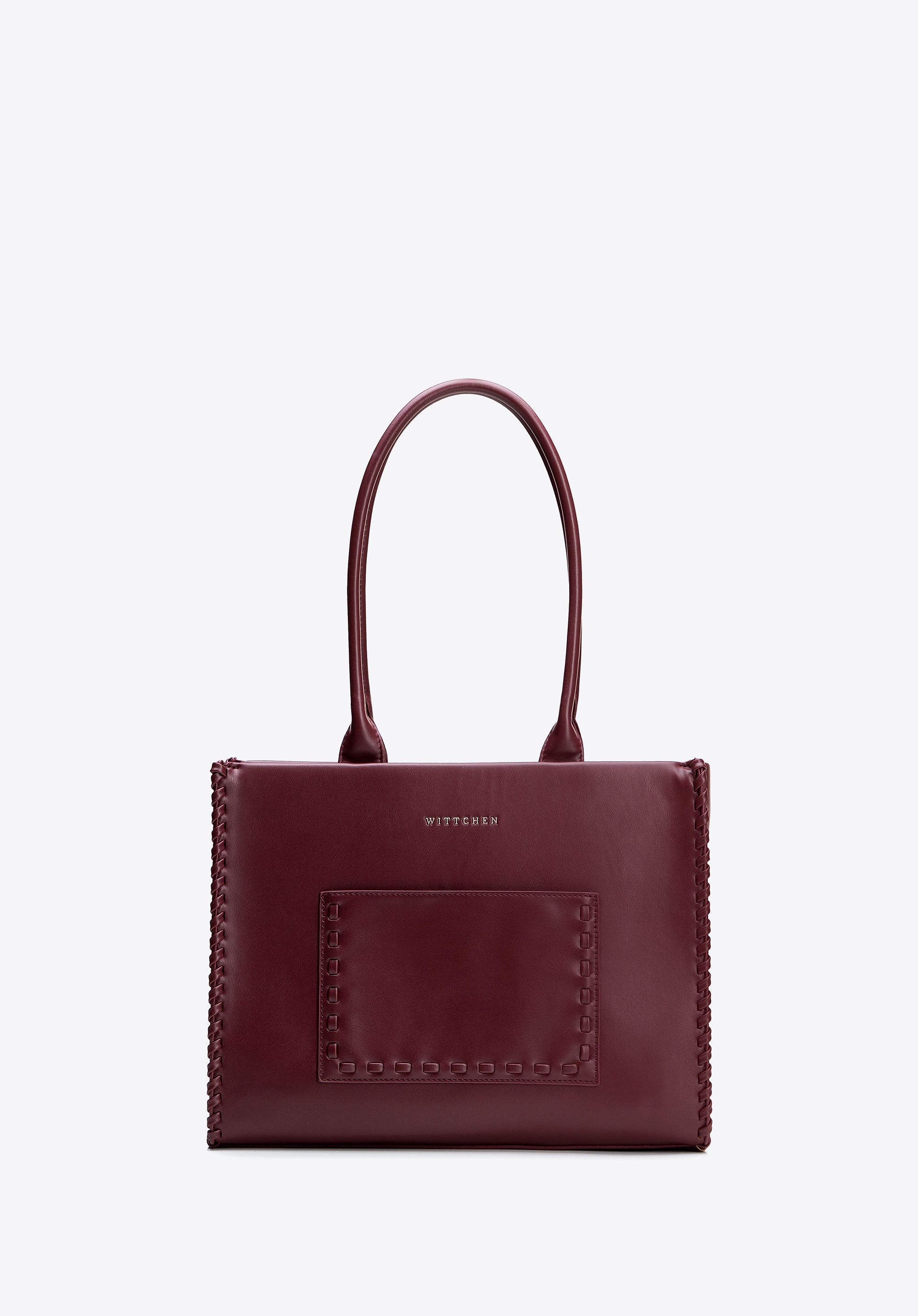 Damska shopperka z imitacji skóry z dekoracyjną plecionką bordowa