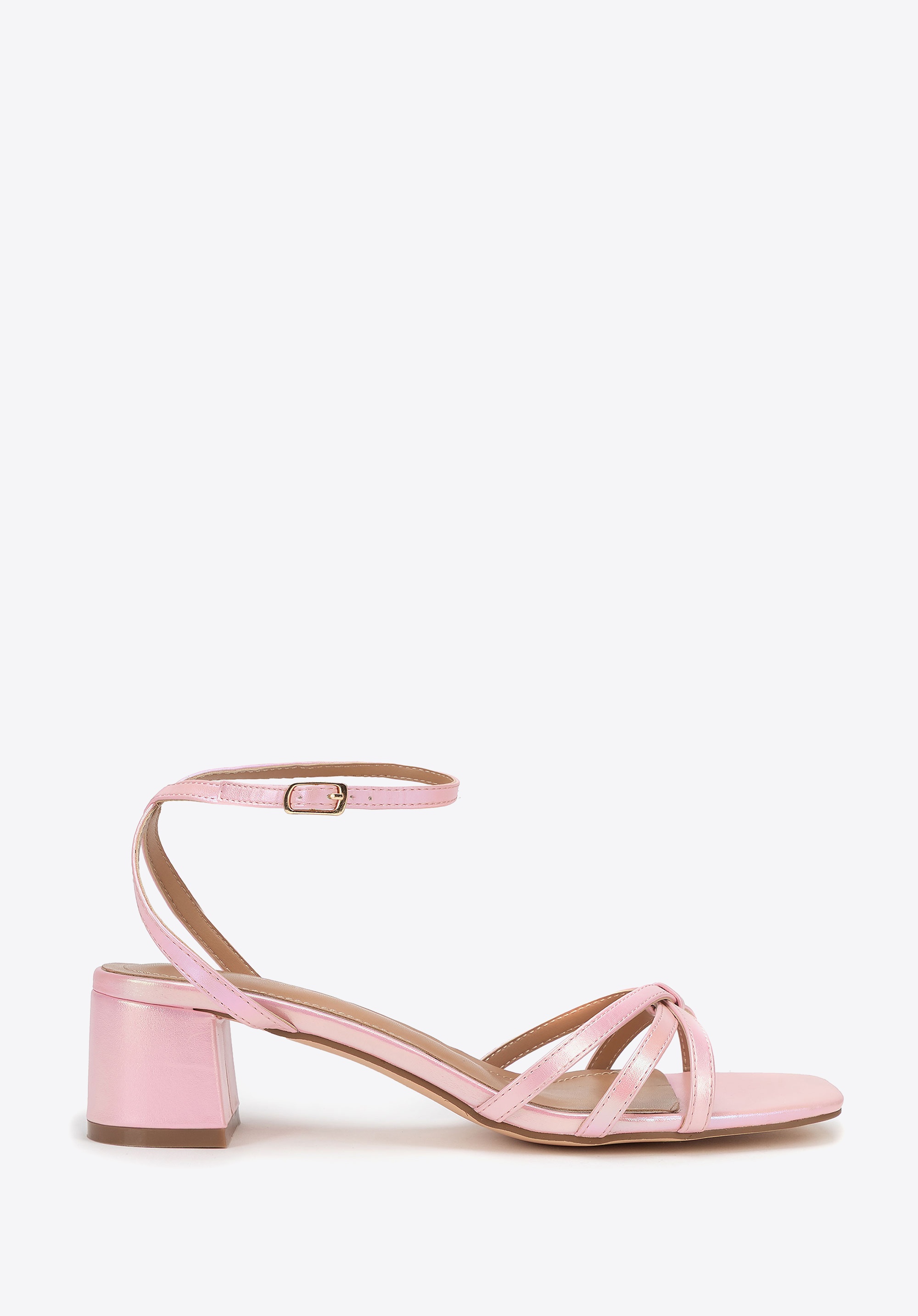 Damskie sandały z ekoskóry na słupku różowe