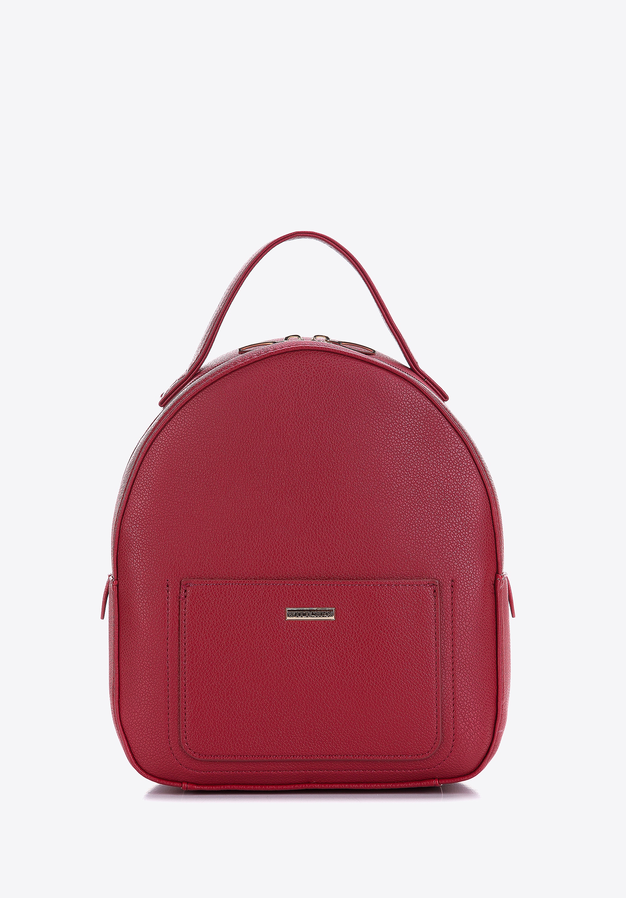 Damski plecak z ekoskóry zaokrąglony mały czerwony