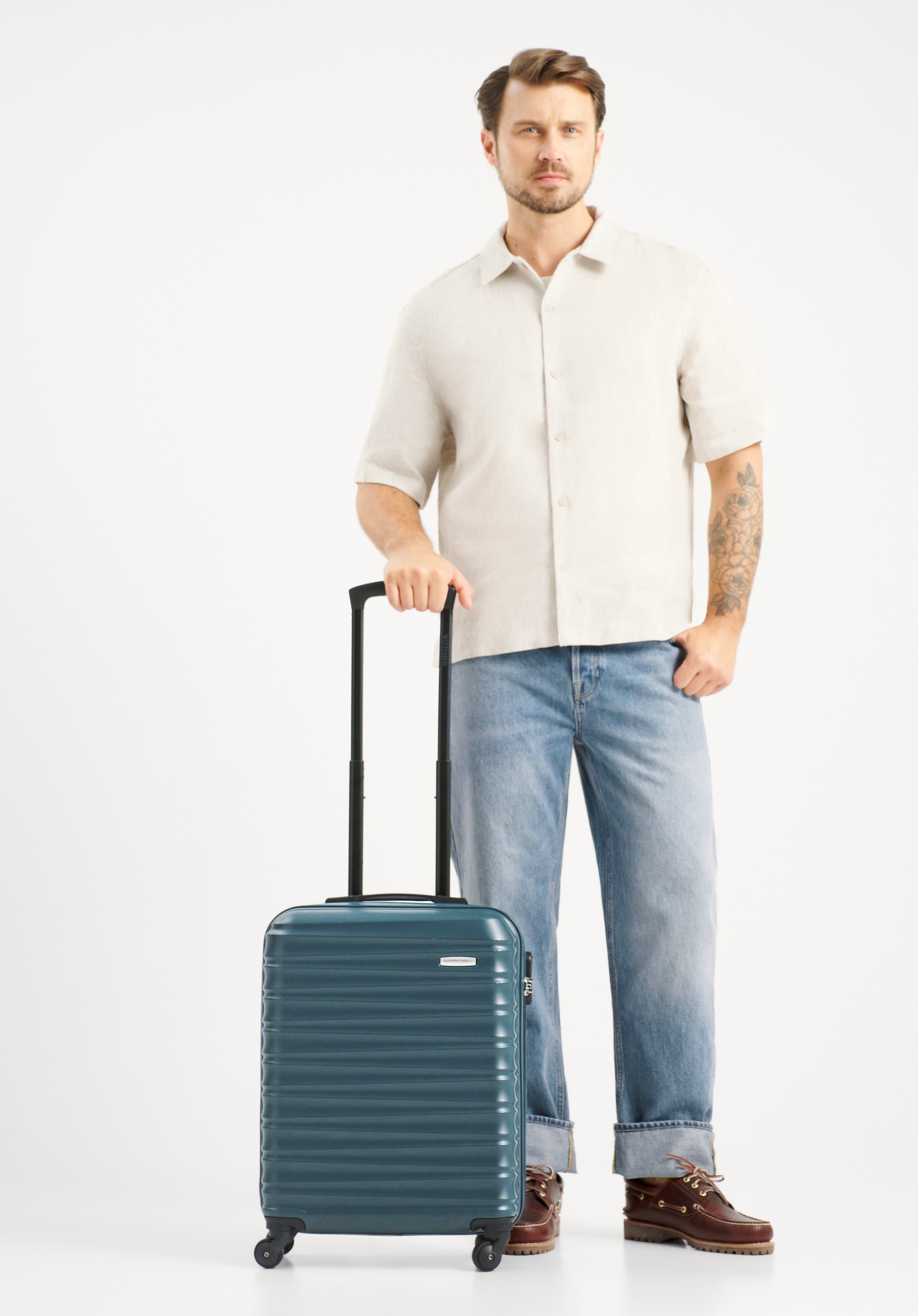 Walizka kabinowa z ABS-u z żebrowaniem zielona