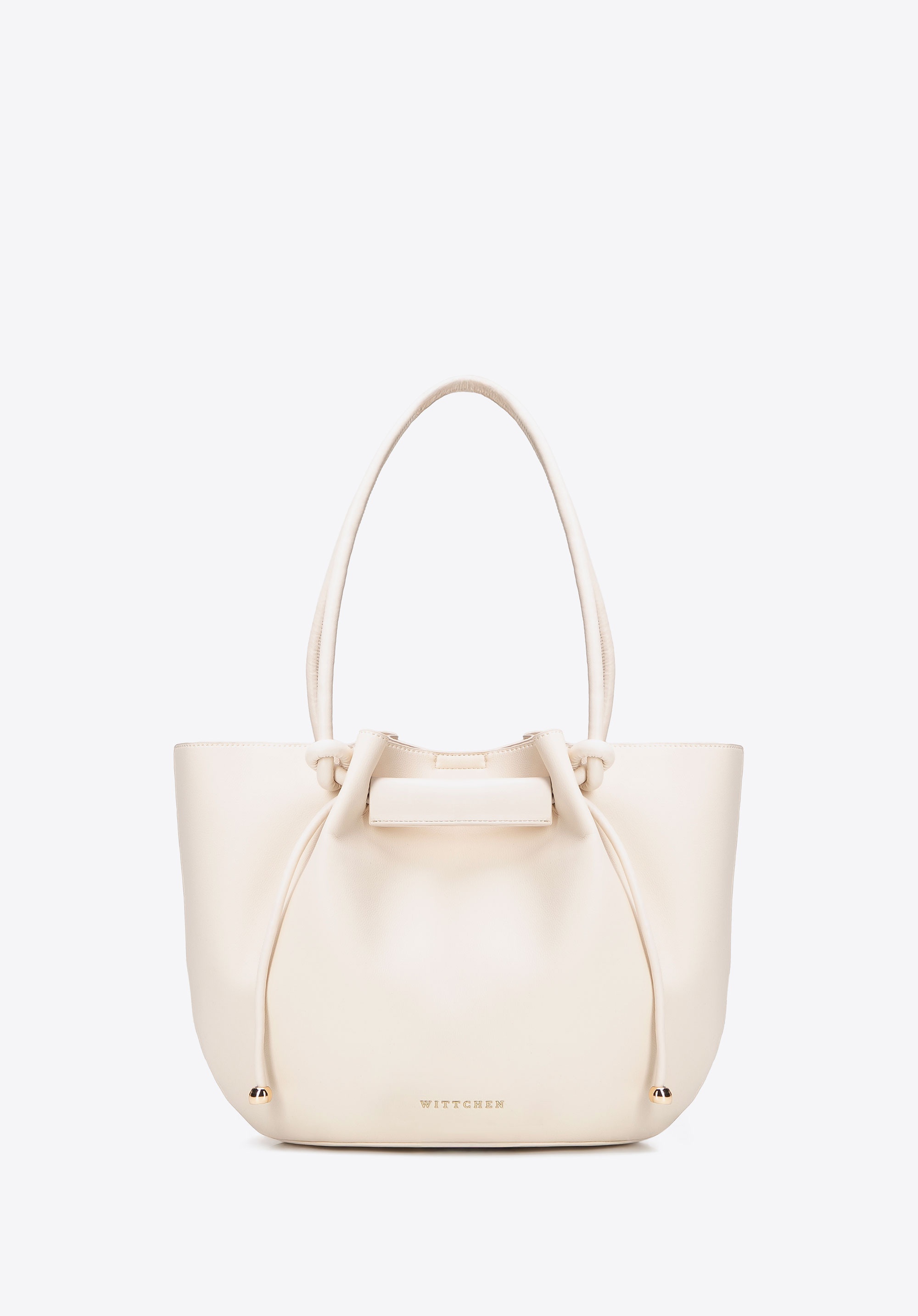 Dodatkowe rabaty - Damska shopperka z imitacji skóry z troczkami kremowa