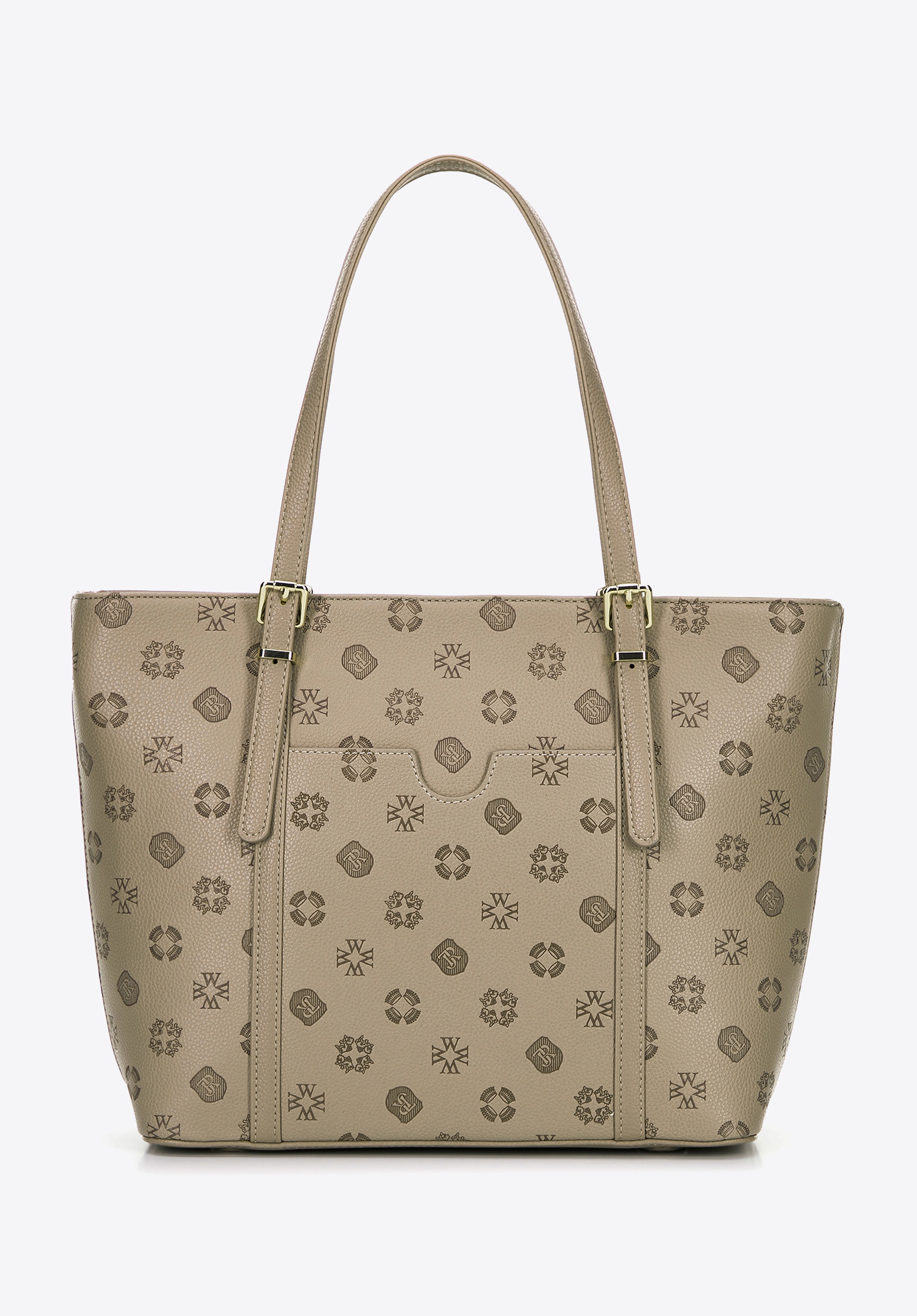 Damska shopperka z imitacji skóry z tłoczeniem beżowa