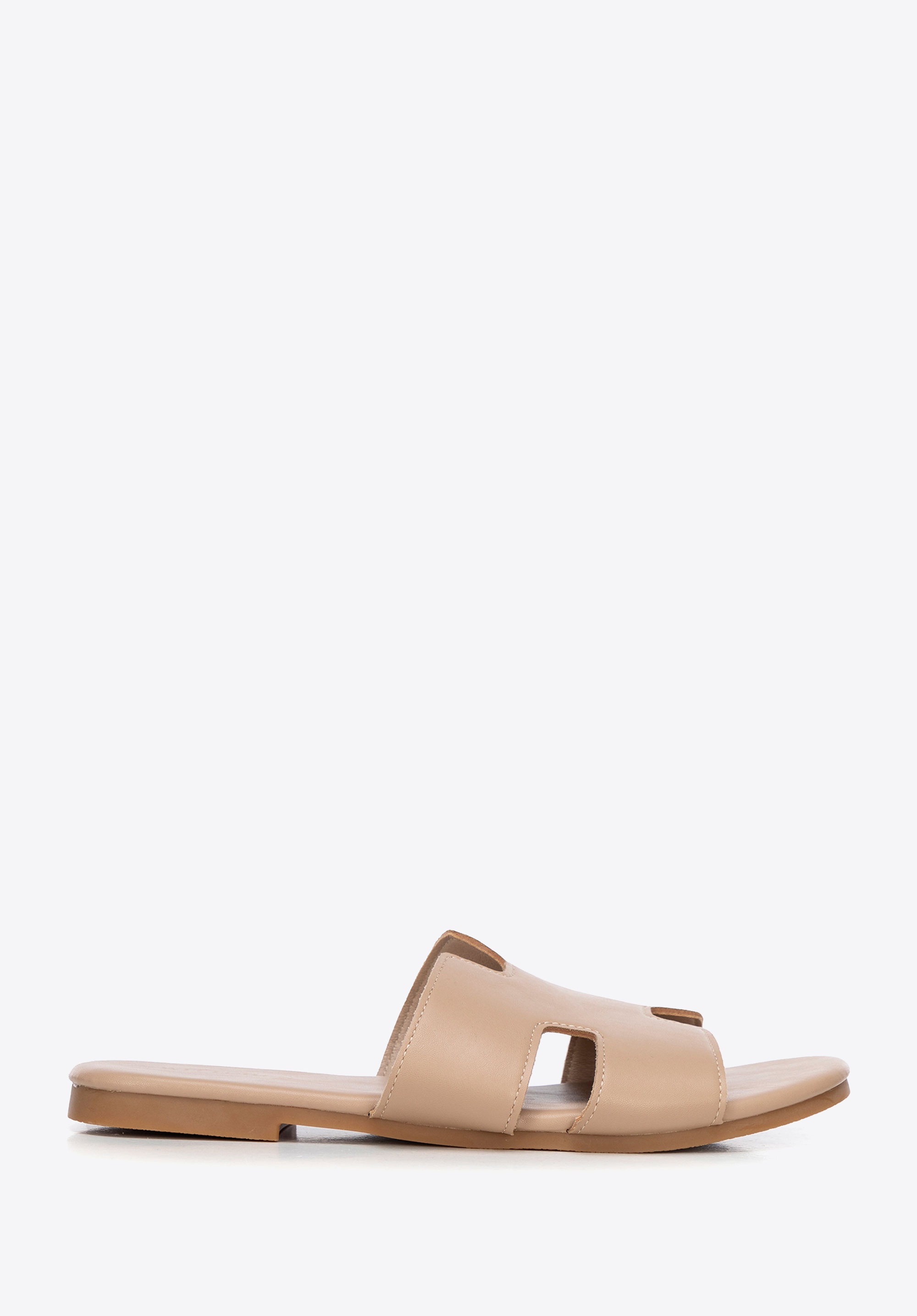 Damskie klapki z ekoskóry beżowe