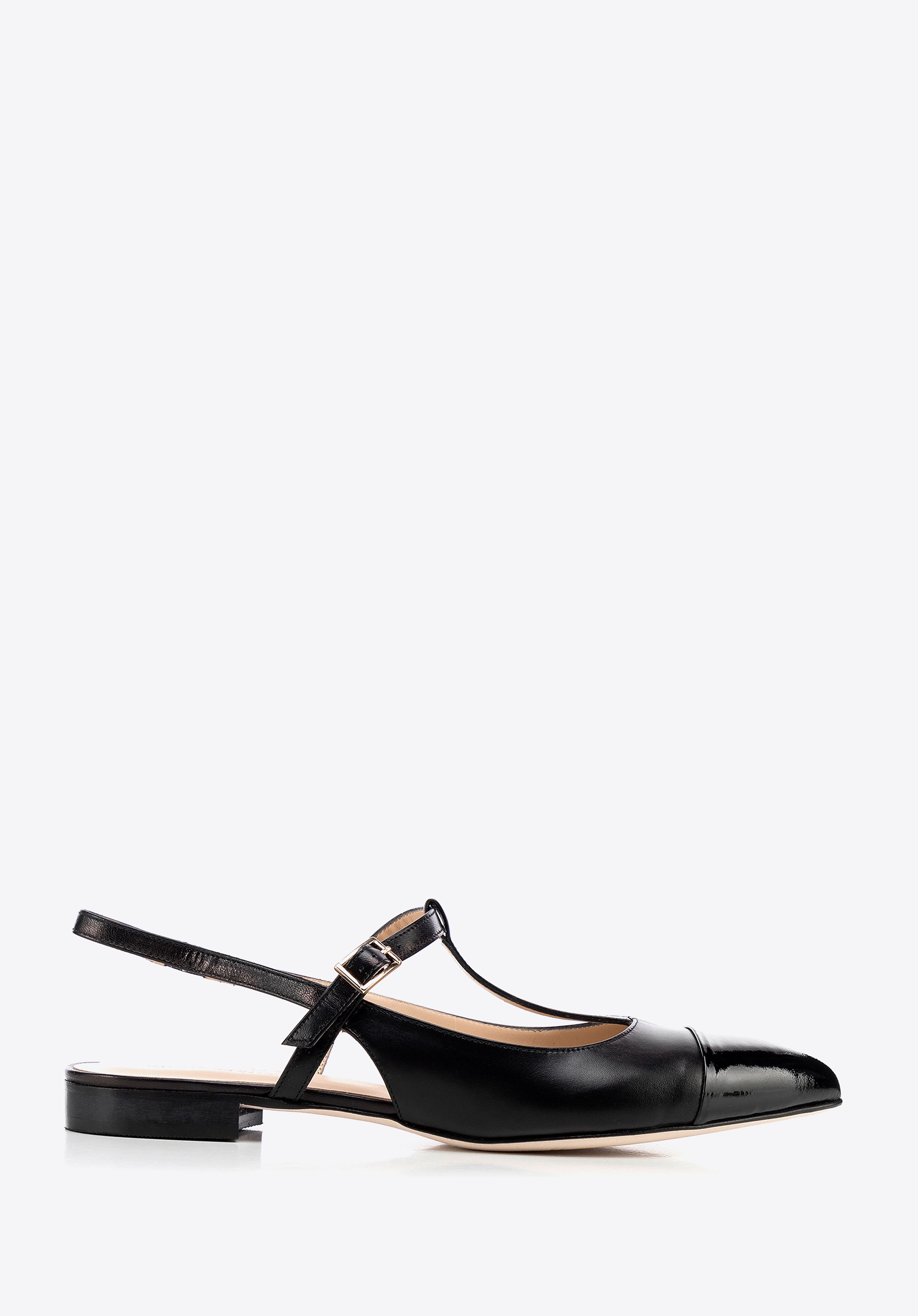 Damskie baleriny ze skóry naturalnej w szpic czarne