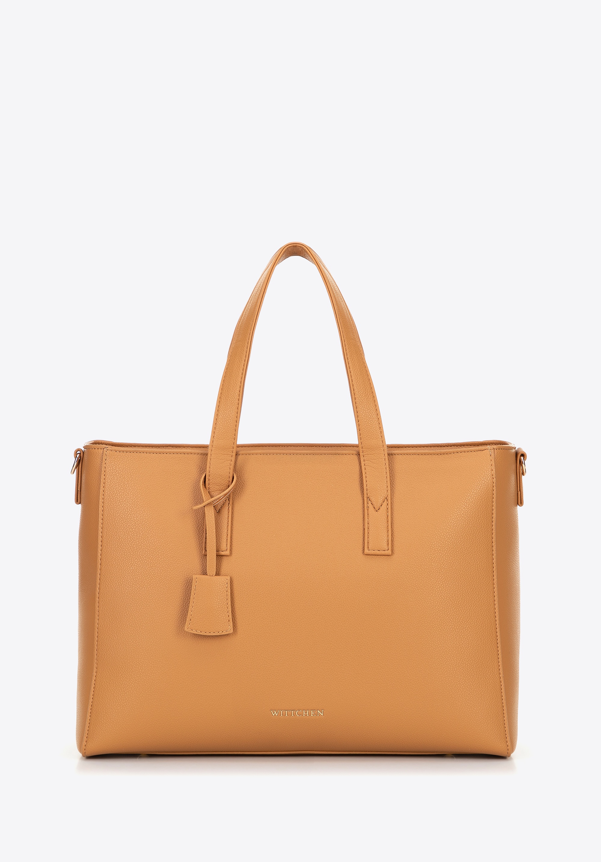 Damska torba na laptopa 16" z imitacji skóry camel