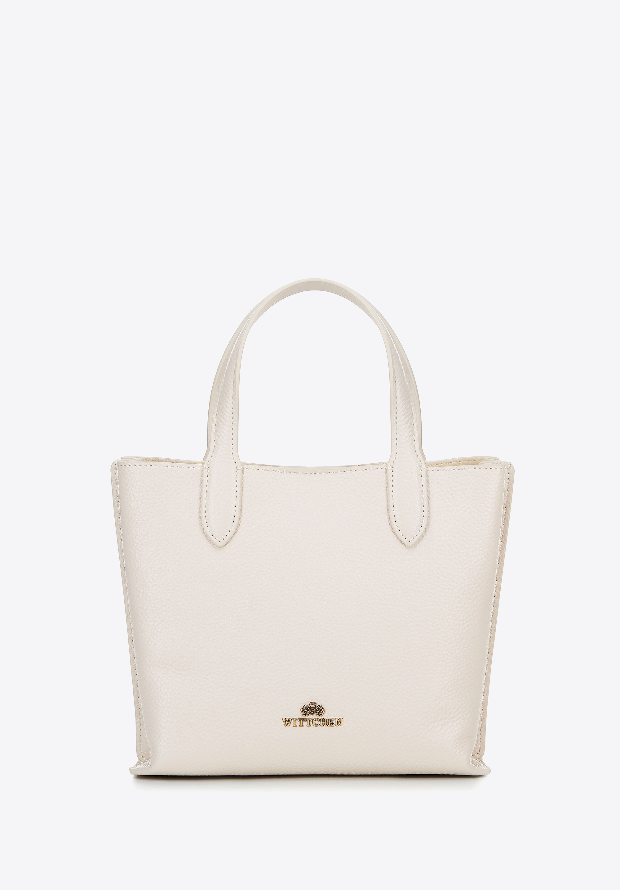 Damski kuferek ze skóry na zamek kremowy