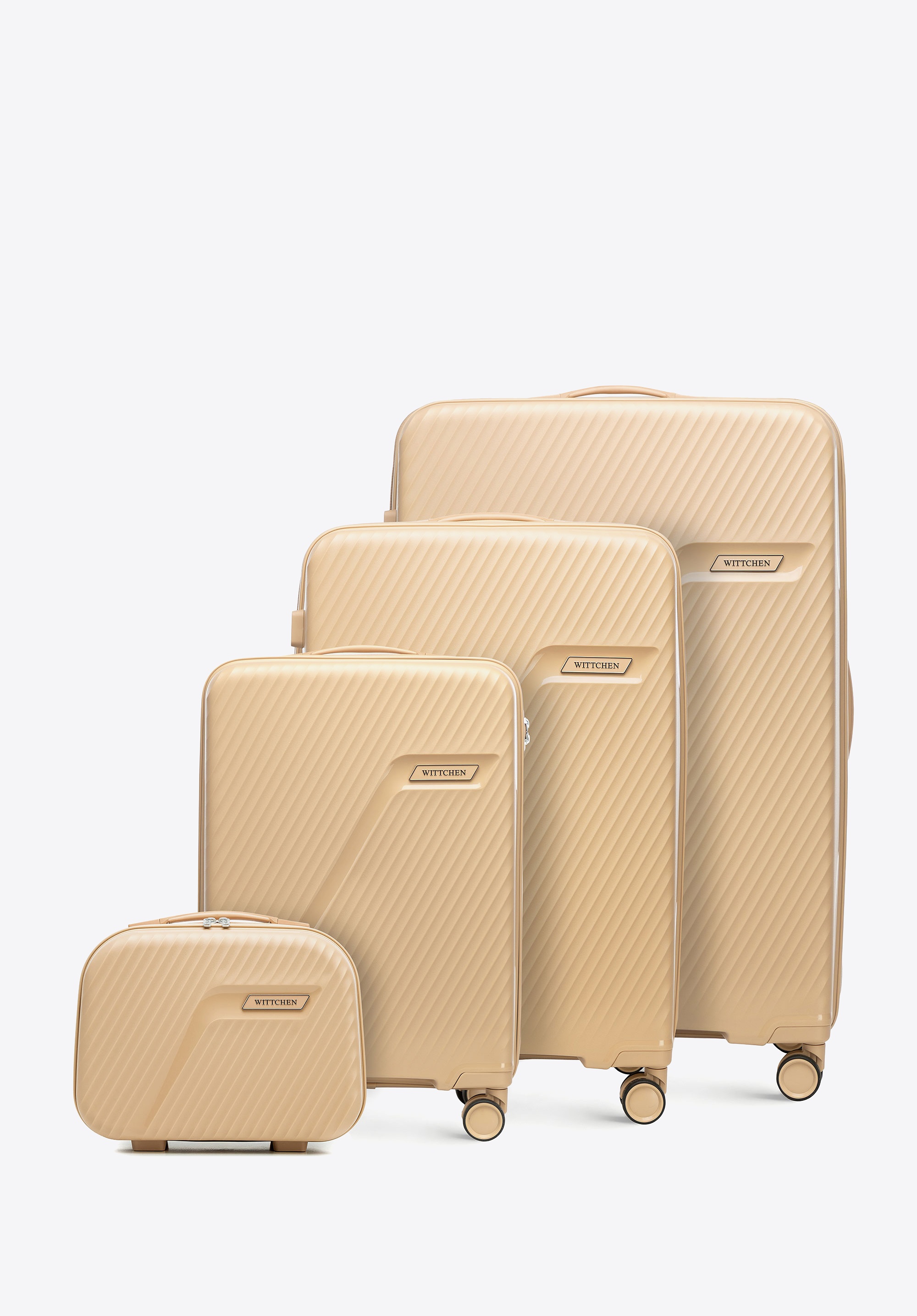 Komplet walizek z polipropylenu w ukośne pasy beżowy