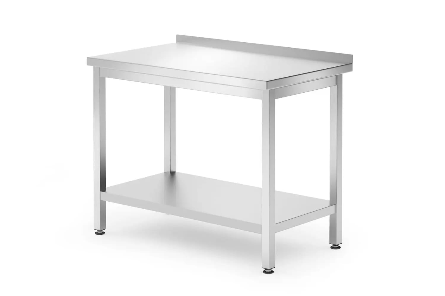 Stół gastronomiczny przyścienny 100x60x85cm z półką i rantem, skręcany | 817278