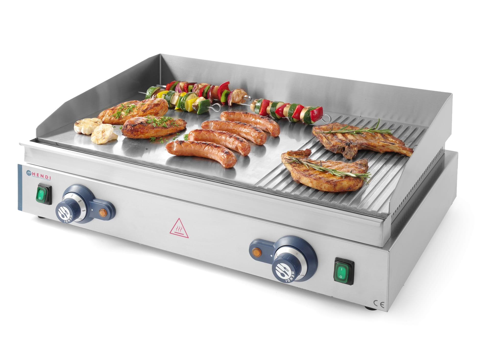 Podwójna płyta grillowa gładko-ryflowana Blue Line Hendi