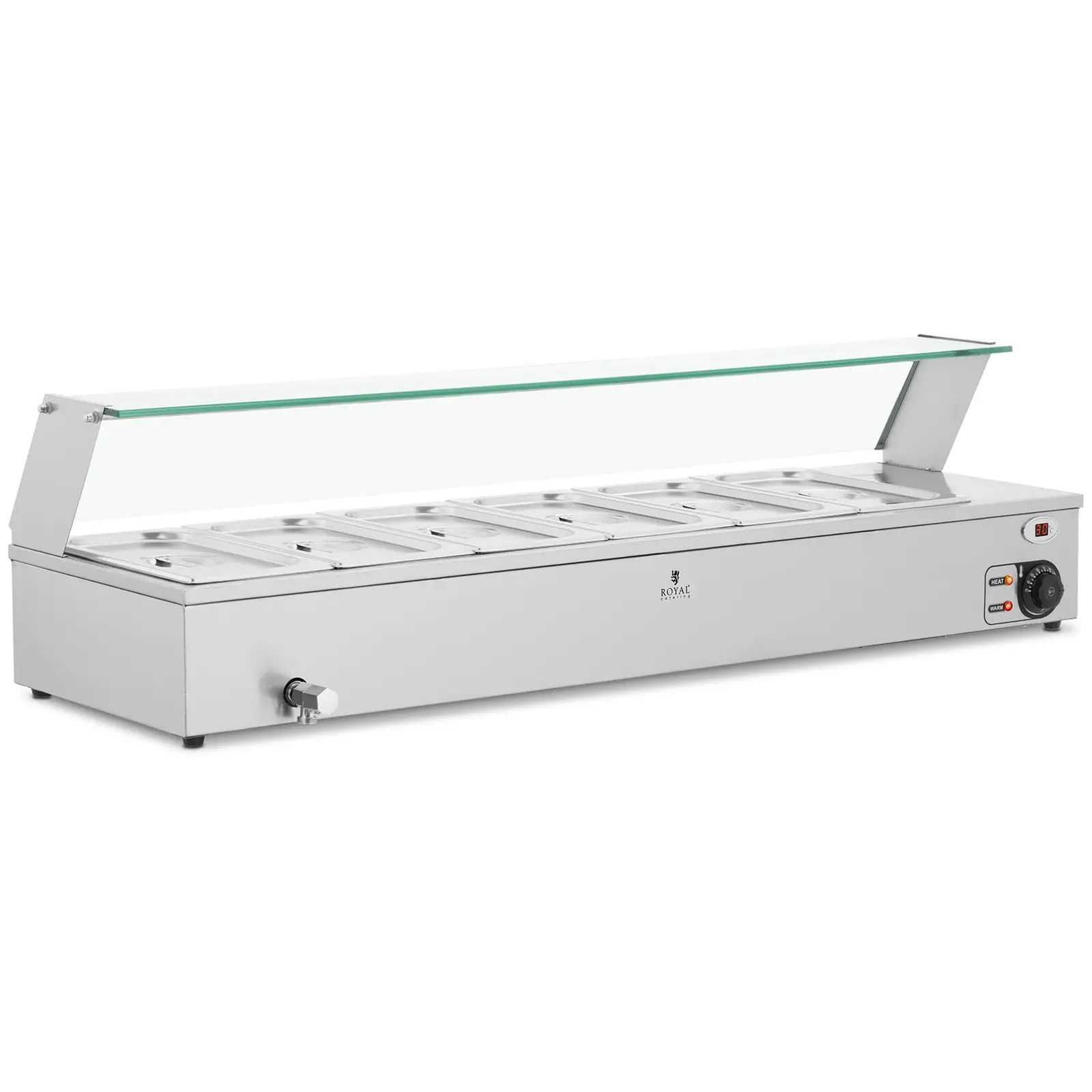 Witryna grzewcza z osłoną, bemar + 6 pojemników GN 1/3 | 10012907