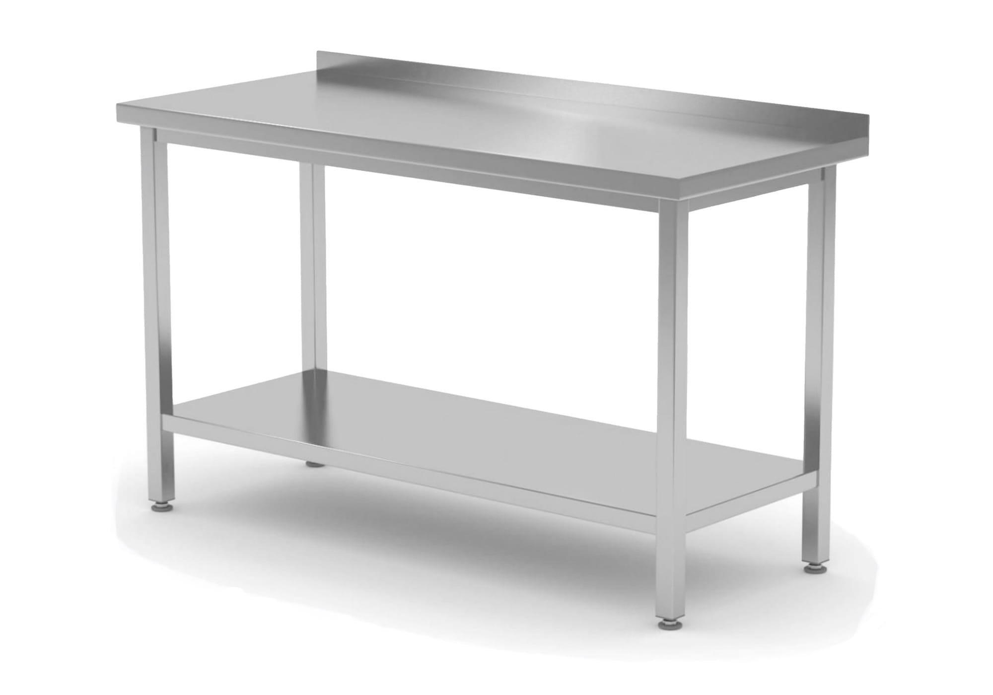 Stół gastronomiczny z rantem i półką 120 x 60 cm, stal nierdzewna Hendi