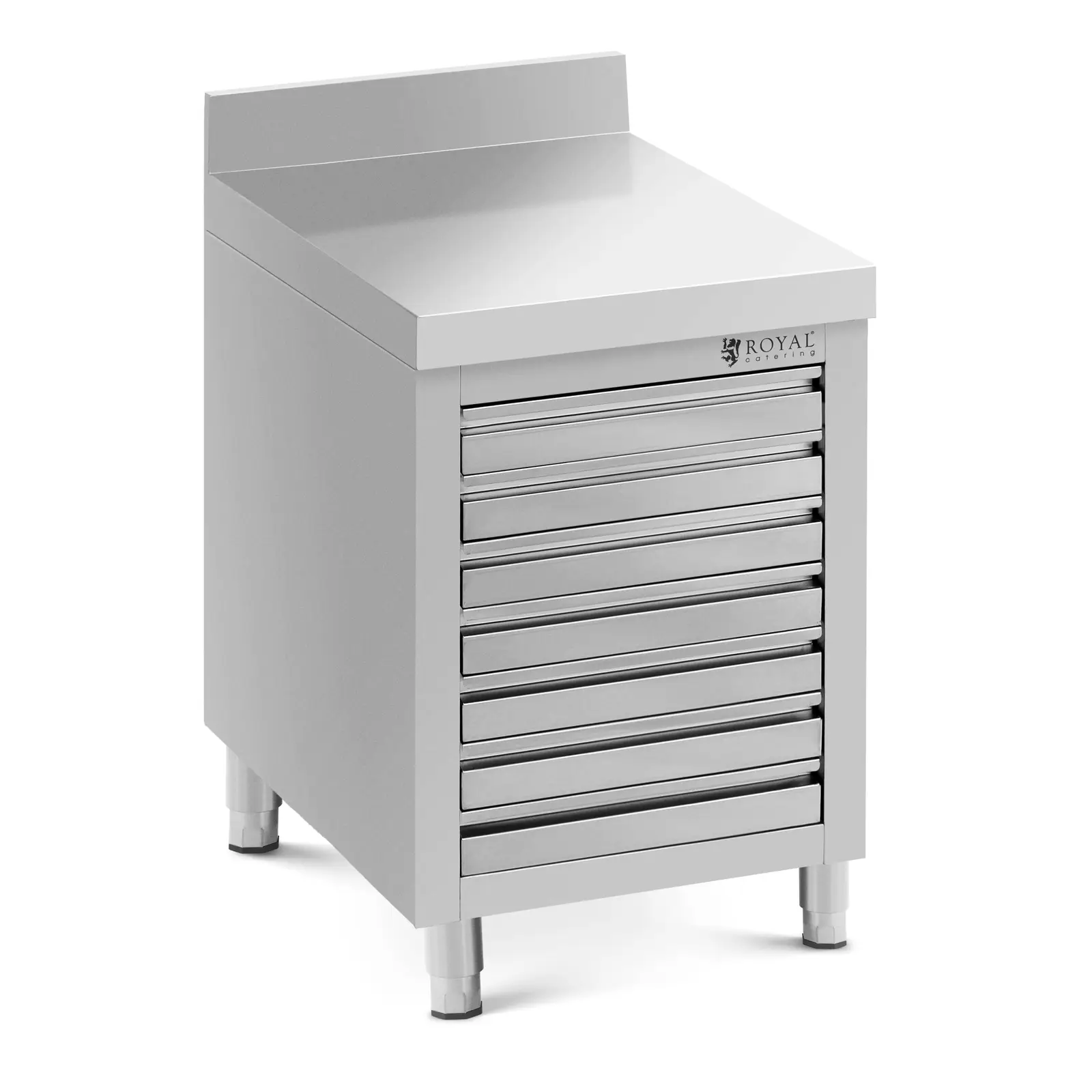 Stół gastronomiczny 50x70x95cm z 7 szufladami i rantem | 10013462