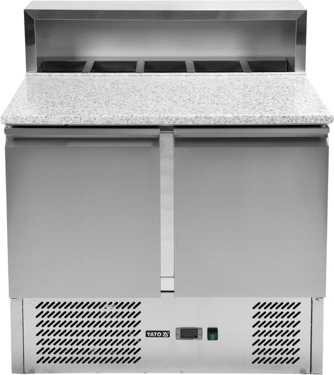 Stół chłodniczy - 2 drzwiowy do pizzy, granitowy blat 240L