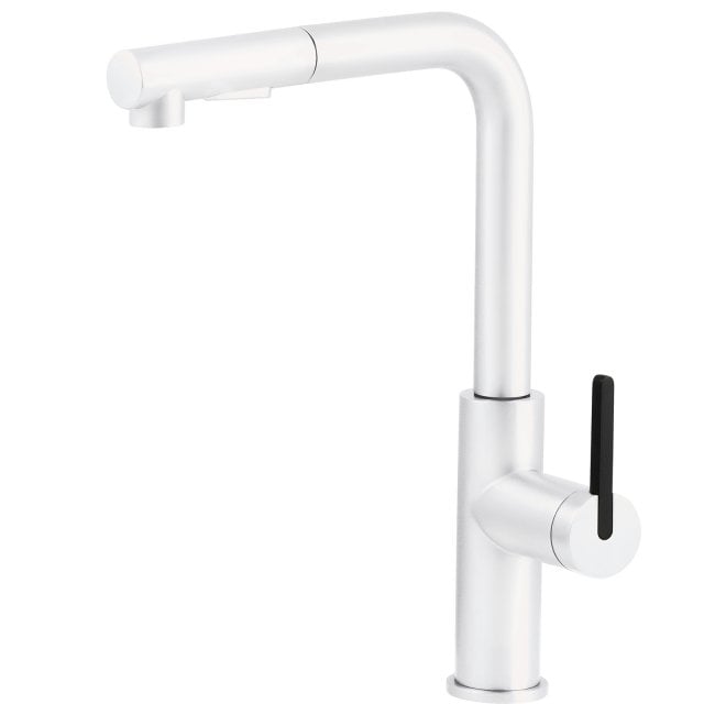 DEANTE Bateria kuchenna stojąca MOMI bianco z wyciąganą wylewką BKM_A