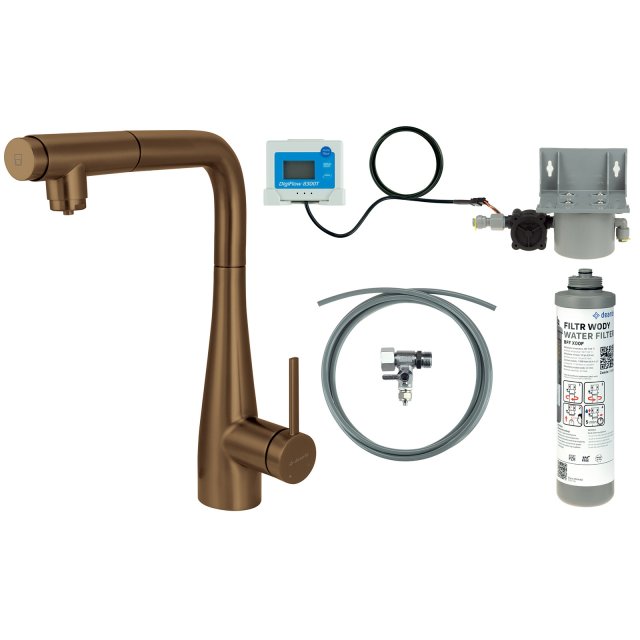 DEANTE Bateria kuchenna ERIDAN z zestawem do filtracji brąz szczotkow