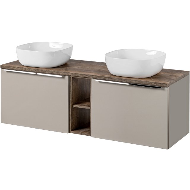 COMAD Zestaw mebli SANTA FE TAUPE 3 szafki z blatem OAK 140 cm, 2 umy