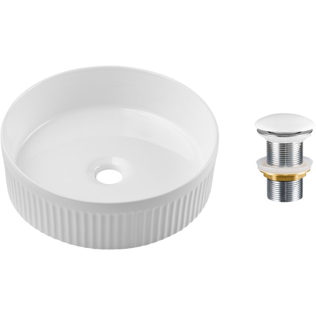 COMAD Umywalka nablatowa BEYOND 2 WHITE 36 ceramiczna biała z korkiem