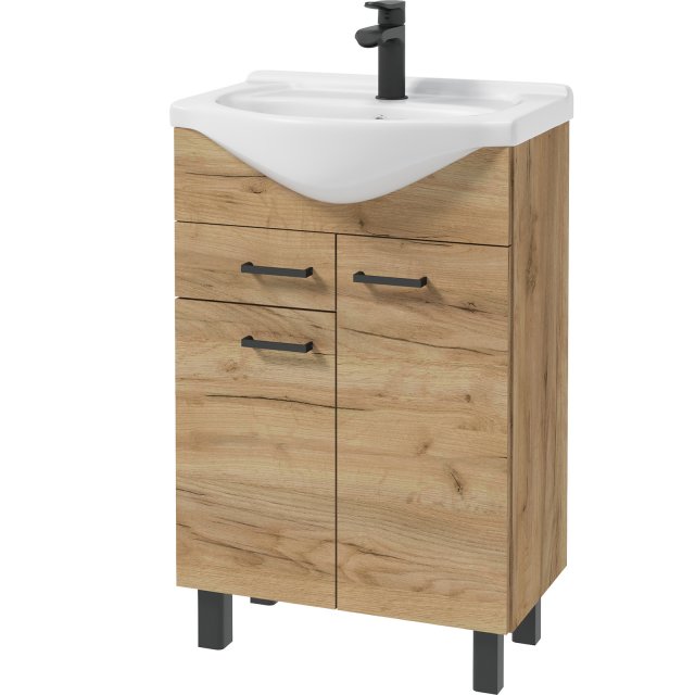 DEFTRANS Szafka PINO z umywalką meblową dąb craft złoty 55 cm