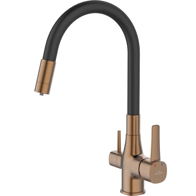 INVENA Bateria kuchenna GLAMOUR z filtrem miedź/czarna BZ-02-F15-V