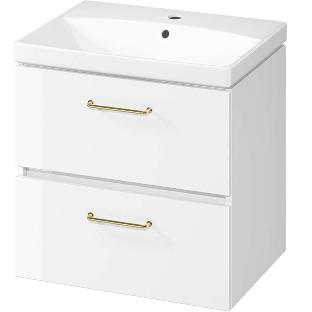 CERSANIT Szafka z umywalką MALTA 60 biała DSM, uchwyt złoty S4002-006