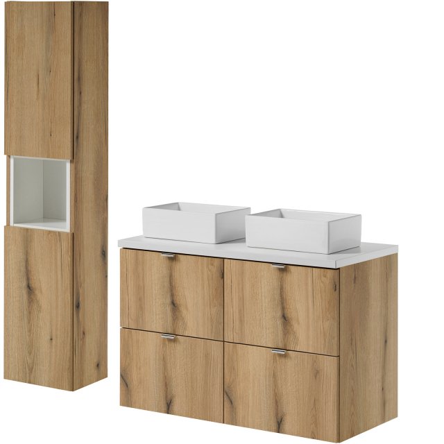 COMAD Zestaw mebli NOVA OAK 2 szafki 50 cm z blatem WHITE 100 cm, 2 u