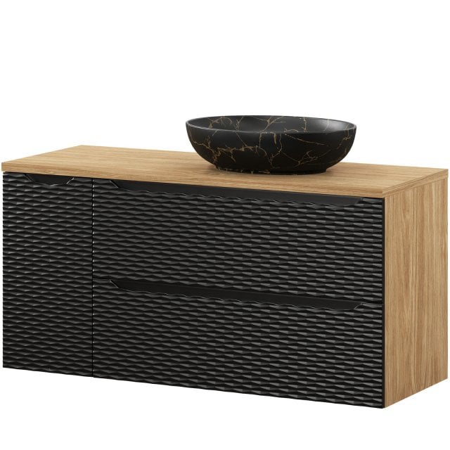 COMAD Zestaw mebli OCEAN BLACK 2 szafki z blatem 120 cm, umywalka MON