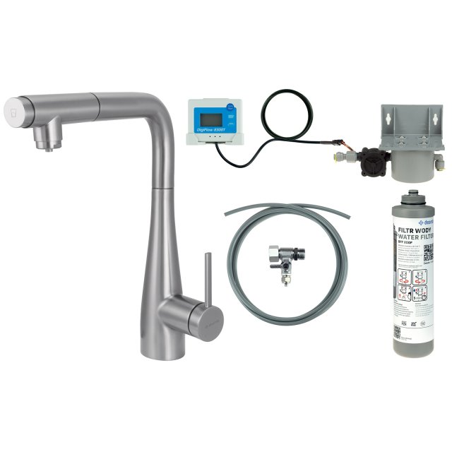DEANTE Bateria kuchenna ERIDAN z zestawem do filtracji stal szczotkow