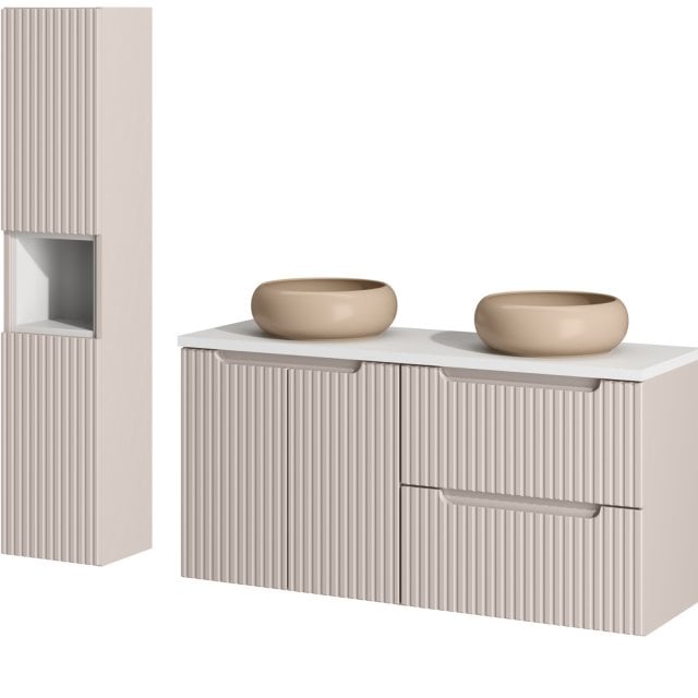 COMAD Zestaw mebli NOVA CASHMERE 2 szafki z blatem WHITE 120 cm, 2 um