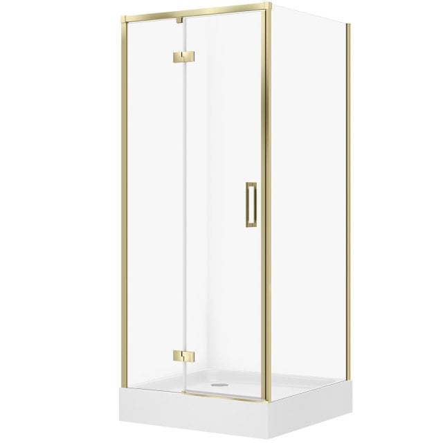 CERSANIT Kabina prysznicowa LARGA lewa 90x90x195 złota mat z brodziki