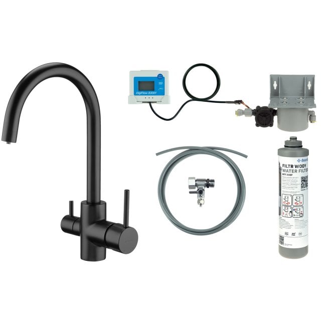 DEANTE Bateria kuchenna z zestawem do filtracji wody nero BCHFN64M