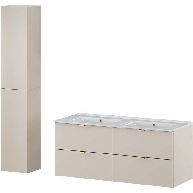 COMAD Zestaw mebli DALIA CASHMERE 2 szafki, umywalka meblowa LAVA 120