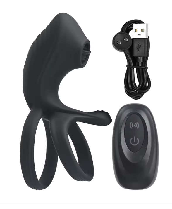 Wibrujący pierścień erekcyjny z masażerem i pilotem 392