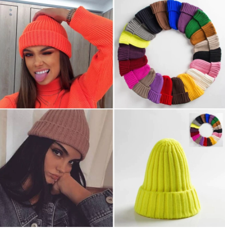 Dzianinowa czapka damska MEGA KOLORY