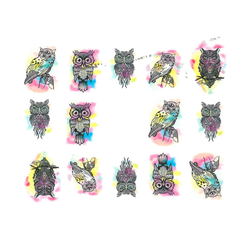 Naklejki wodne do paznokci sowy BN-409