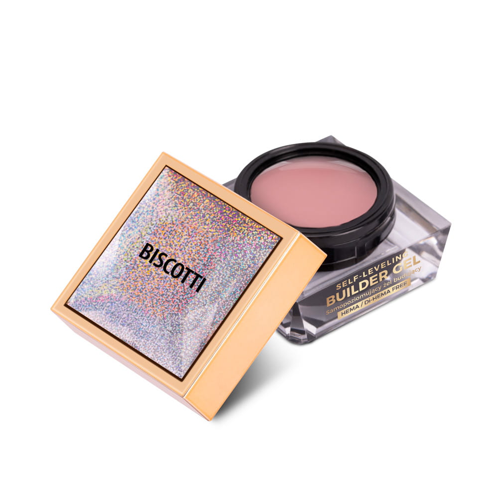 Budujący żel samopoziomujący twardy średniogęsty builder gel self leveling Molly Nails Biscotti HEMA/Di-HEMA Free 15 g