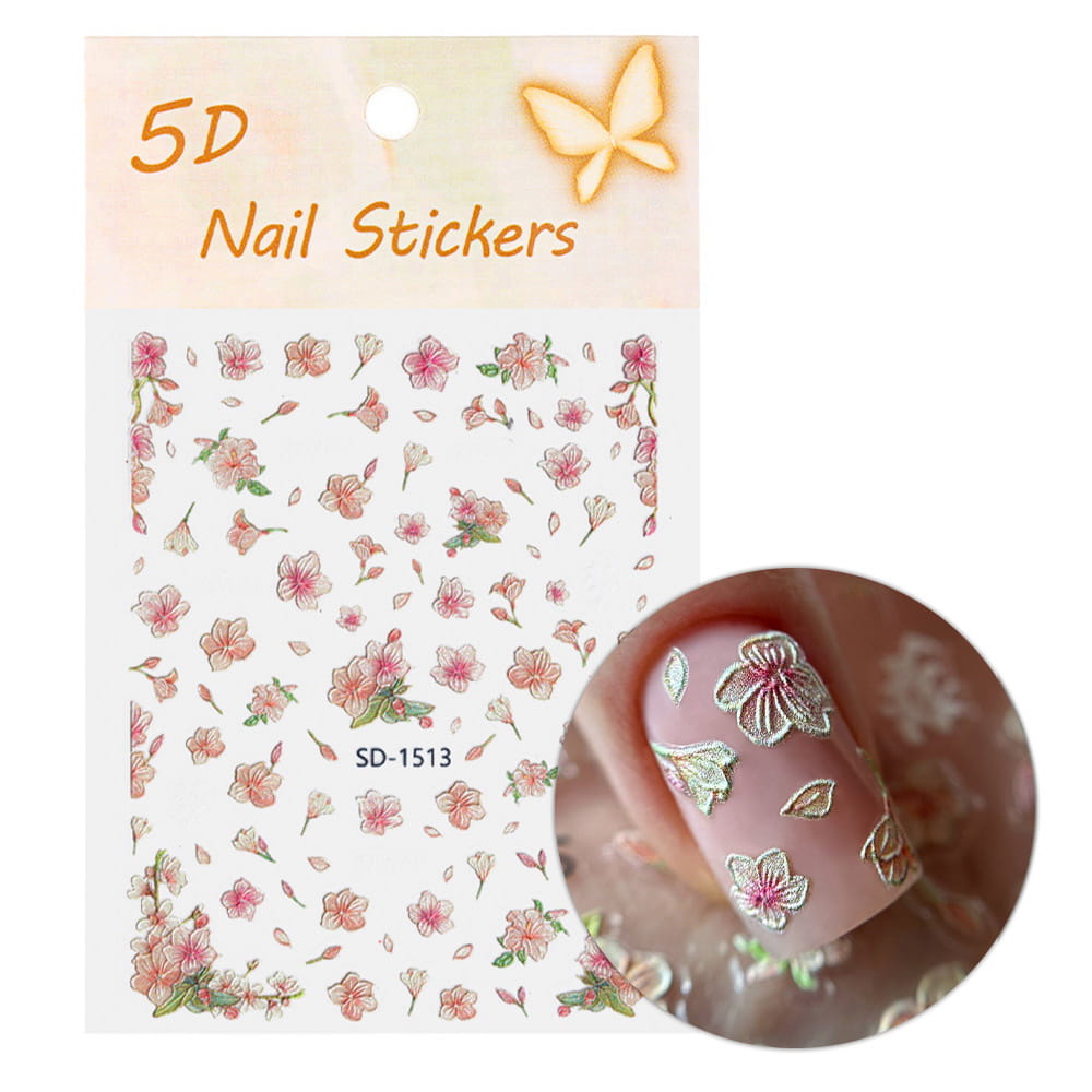 Naklejki do paznokci 5D samoprzylepne kwiaty SD-1513