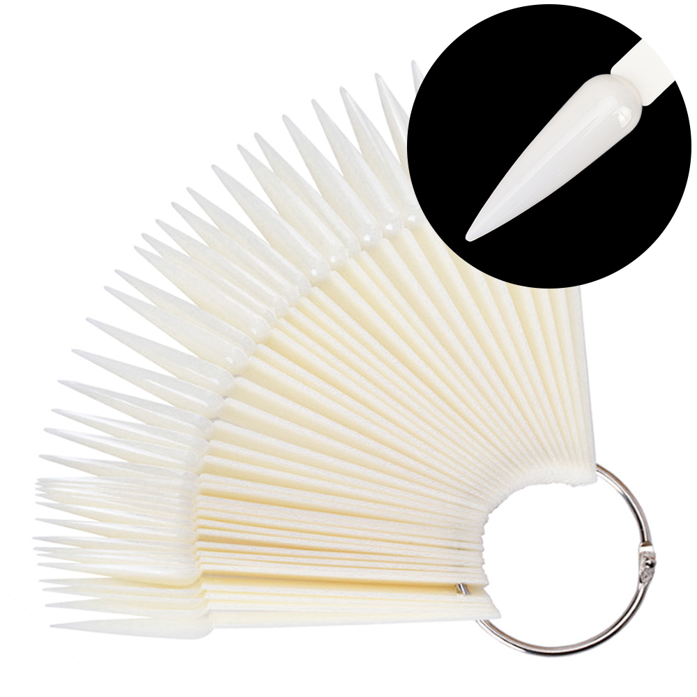 Wzornik próbnik szpic na kole do żeli lakierów hybryd i pyłków mleczny 50 szt