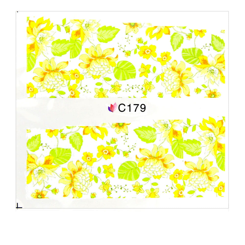 Naklejki wodne do paznokci arkusz 7 x 6,5 cm na 10 palców c Nr 179