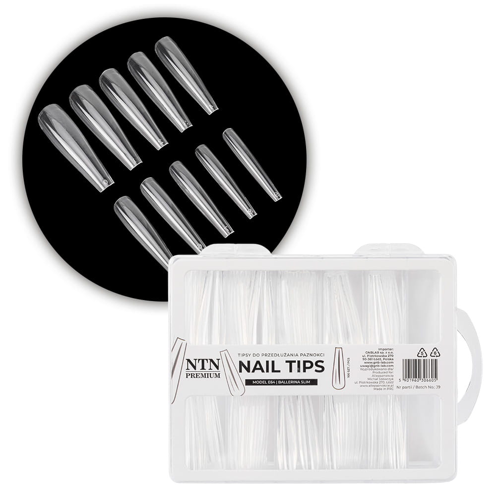 Tipsy do szybkiego przedłużania paznokci Nail Tips NTN Premium ballerina slim 100 szt