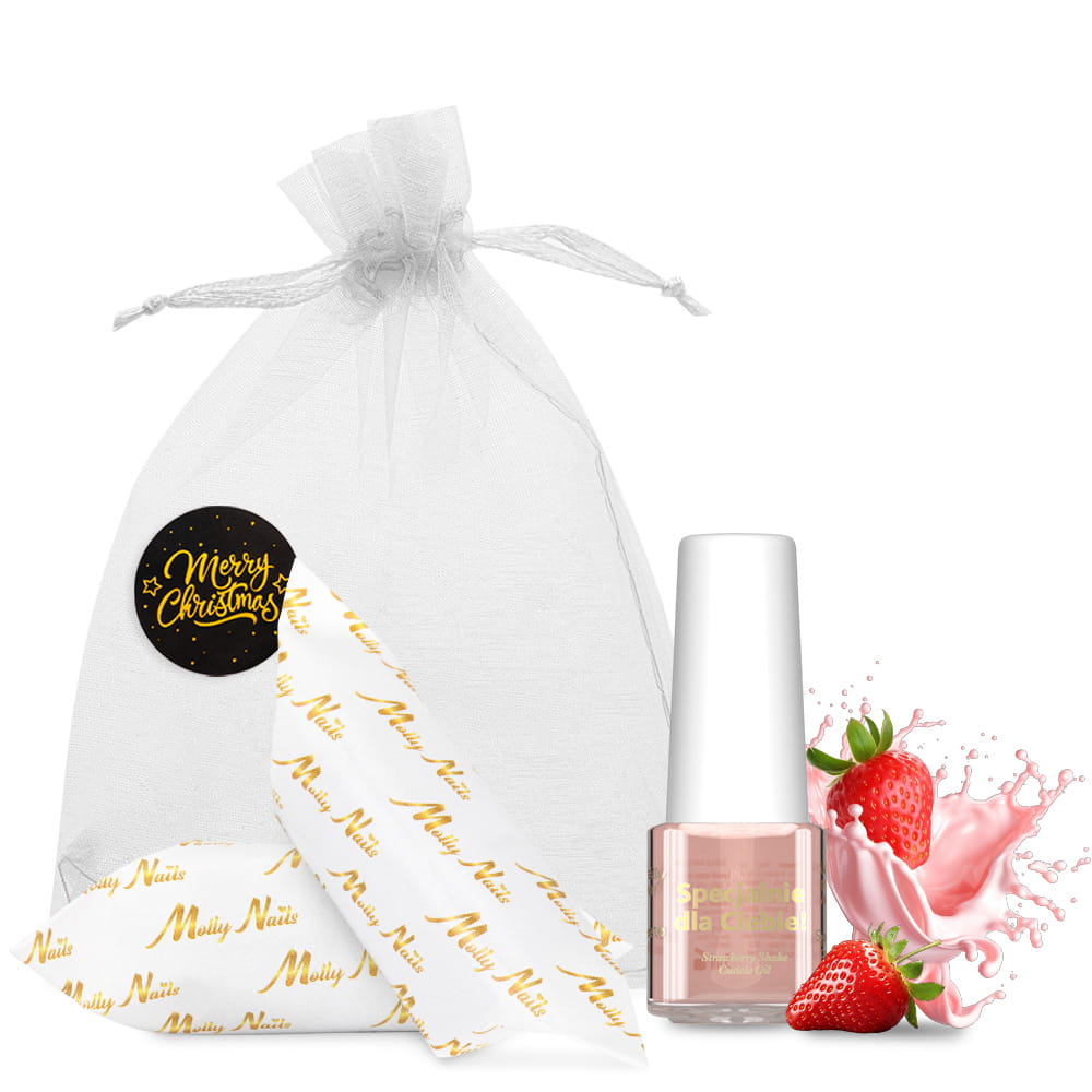 Oliwka okazjonalna do skórek i paznokci o zapachu Strawberry Shake z krówkami w ozdobnym woreczku 5ml