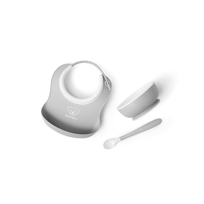 BabyBjorn Zestaw do karmienia 3 szt.-Light Grey